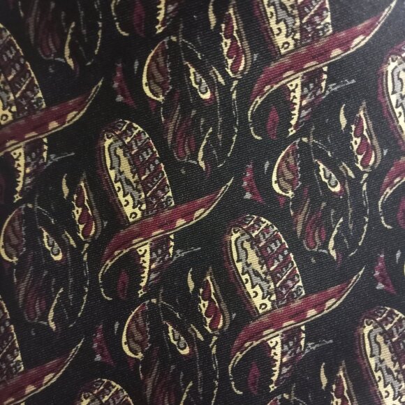 Ron Chereskin Black Burgundy Beige Print 100% Silk Neck Tie Made in USA - Picture 2 of 7